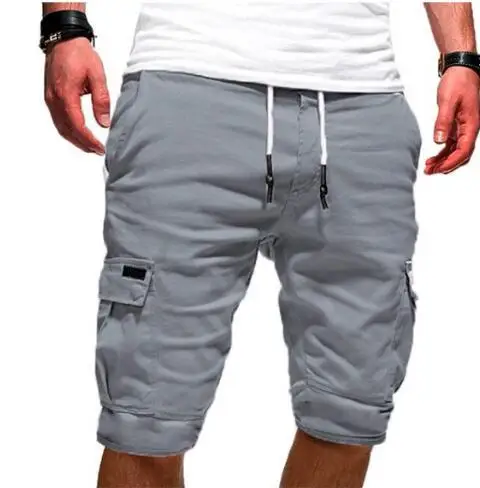 Homens verão praia calças curtas casuais sportwear elástico sólido bolsos shorts homme plus size M-4XL carga shorts my107