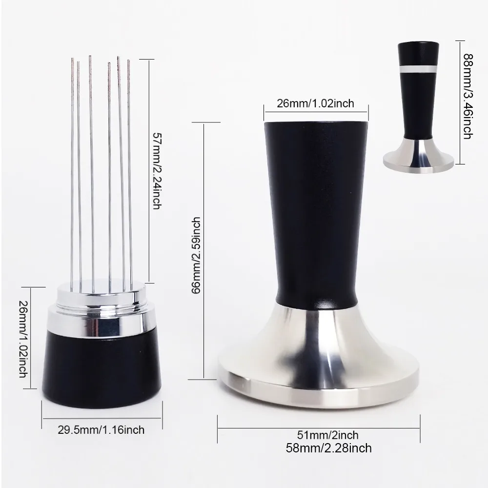 Stainless Steel Coffee Distributor & Tamper 2-in-1 Tool for Espresso Coffee Machine