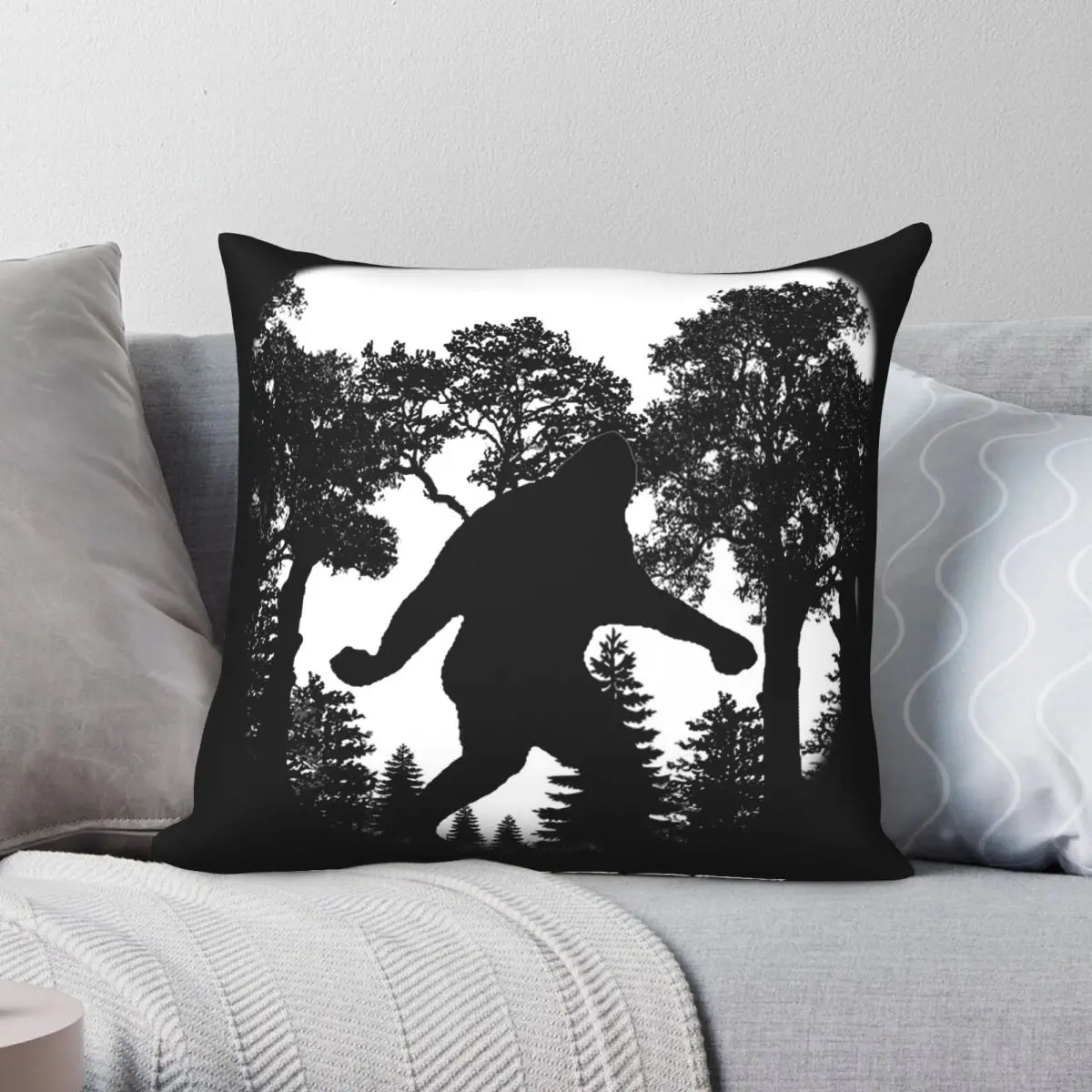 

Bigfoot Silhouette Square Pillowcase Polyester Linen Velvet Creative Zip Decor Home Cushion Cover