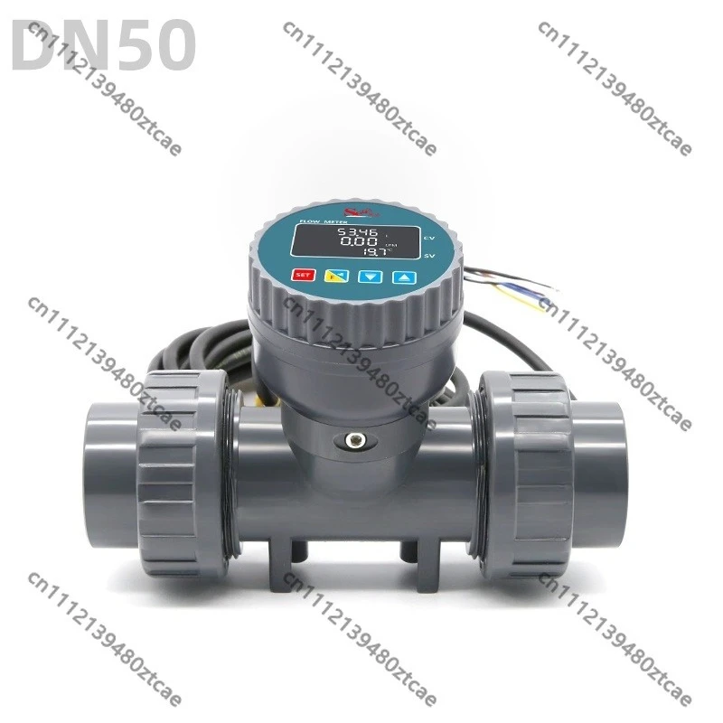 60-1160LPM Turbine Flow Gauge, DN50 PVC Body, IP65 Rating, Corrosion Resistant, Flow Screen and RS485 Communication
