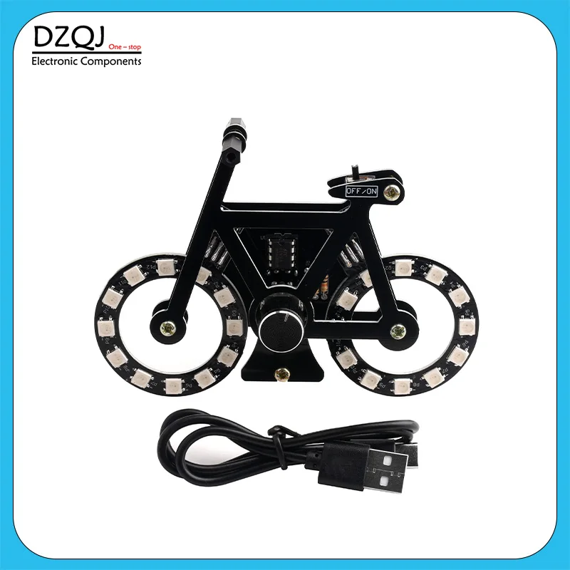 Creative & Fun Circuit Board LED Bicycle Adjustable Speed Running Light Electronic DIY Training Kit, Loose Components