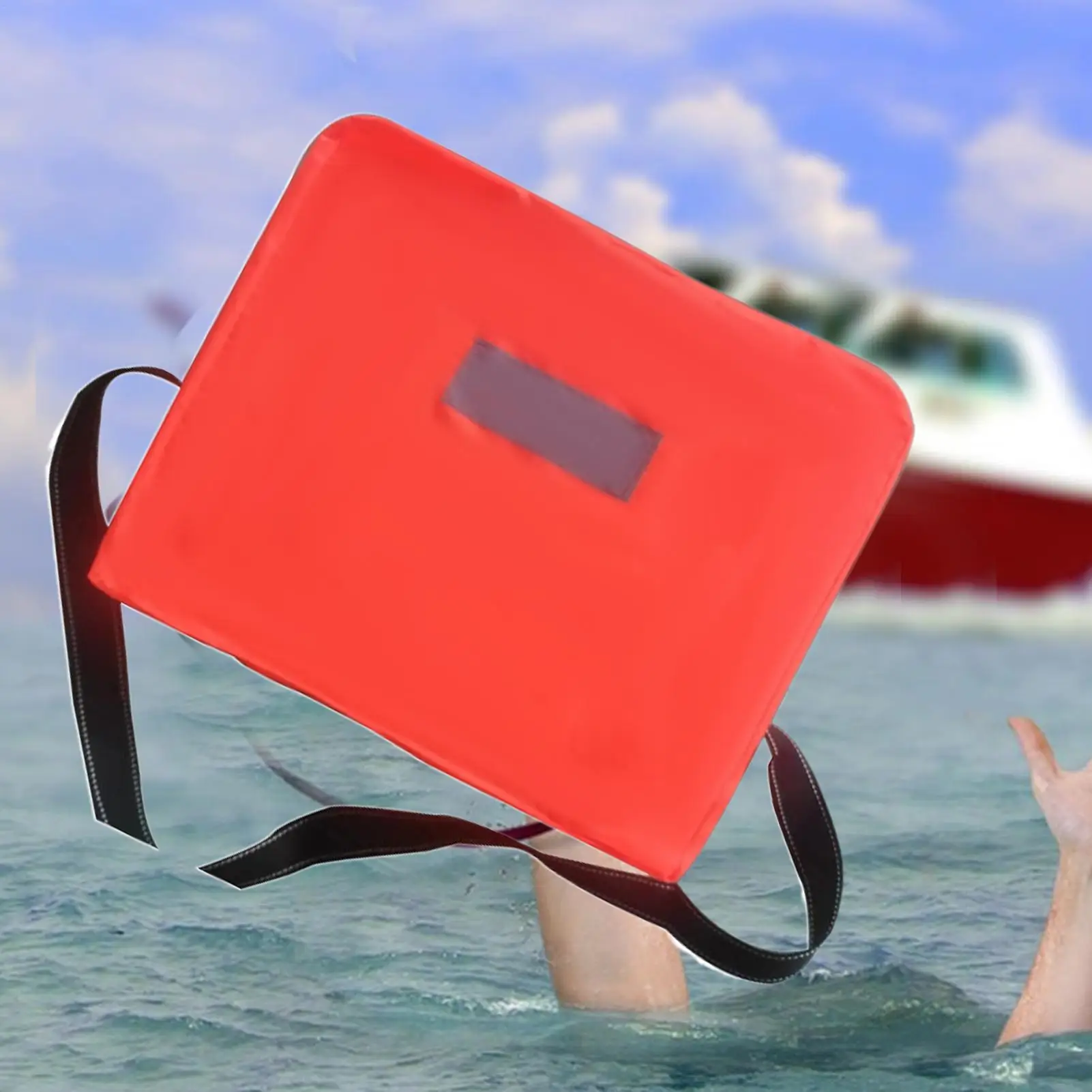 

Boats Throwable Flotation Device High Buoyancy Boats Throw Cushion With Strap Waterproof Pad For Boating Rescue Kayaks Canoes