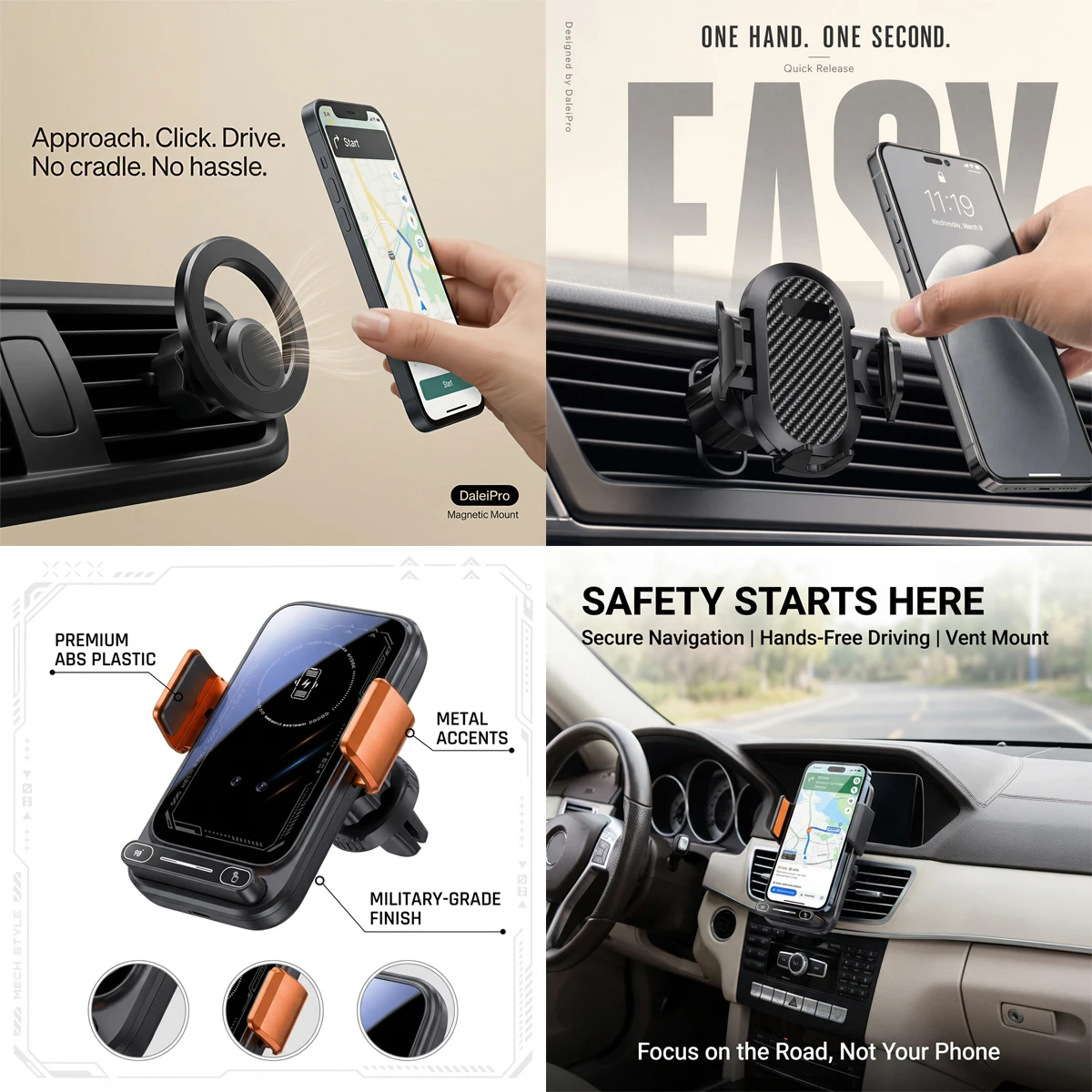 For BMW 2-Series Active Tourer 2015 2016 2017 2018 2019 Phone Holder, 2-in-1 Holder & Base Kit, Clip-On Design Phone Mount Base - view 5