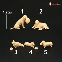 Miniatures Figures 1/64 1/43 A343 Cute Dogs Puppy Ready for dinner Creative Scene Props Diorama Model Micro Photography Decor