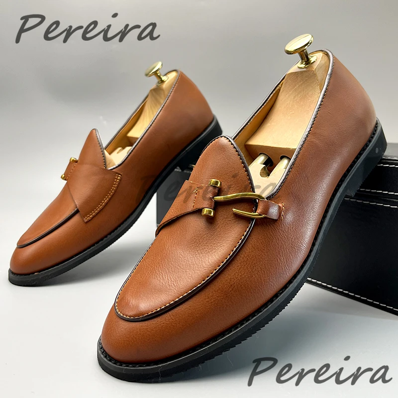 

Мужские лоферы из мягкой кожи в стиле ретро, без шнуровки на плоской подошве с металлической пряжкой и острым носком, новая летняя модная универсальная удобная повседневная обувь