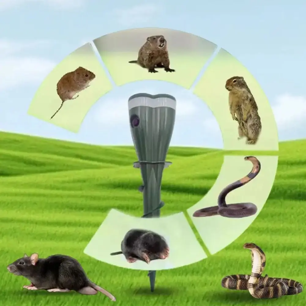 

New Plastic Gopher Screw Repeller Green Waterproof Groundhog Deterrent Vibration Stakes Solar Powered Mole Repellent Outdoor