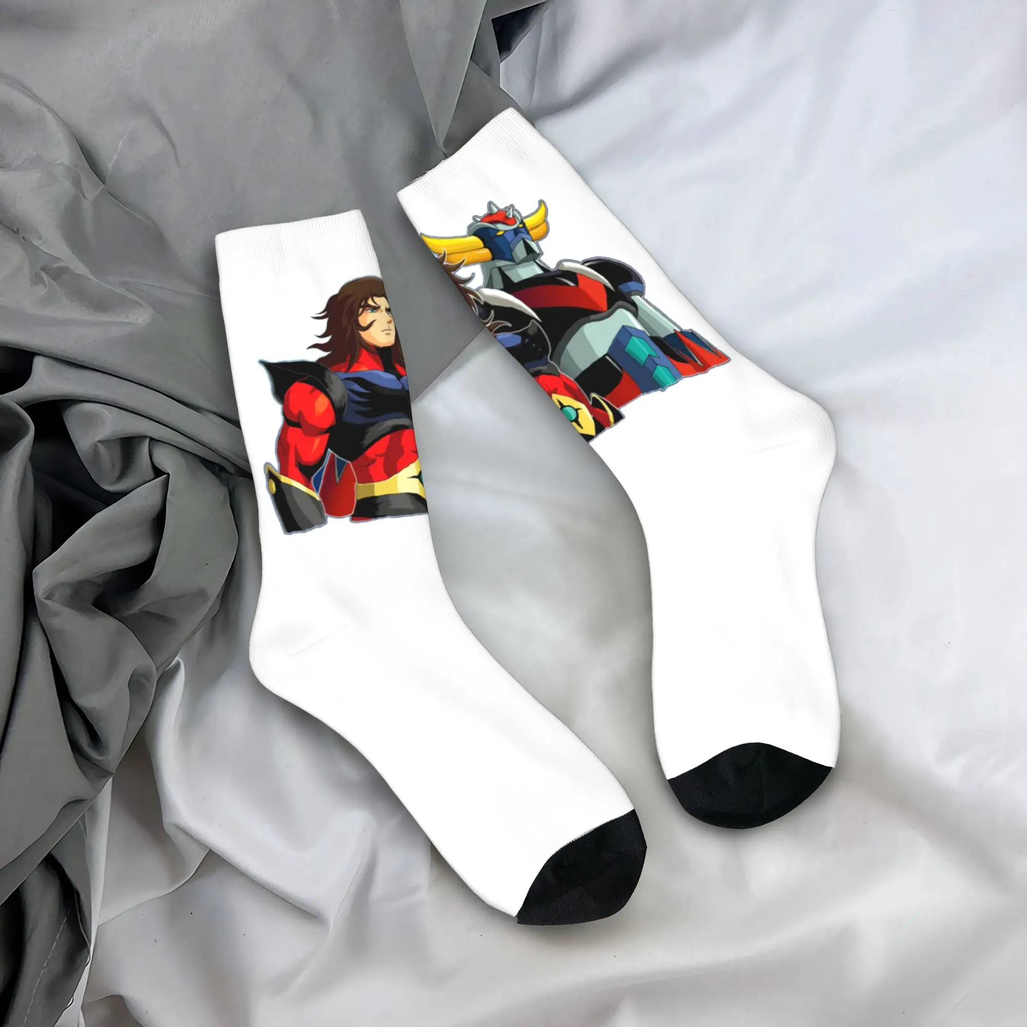 

Custom Grendizer and Actarus Metal Socks Women Men Stretch Summer Autumn Ufo Robot Goldorak Anime Manga Mazinger Z Crew Socks