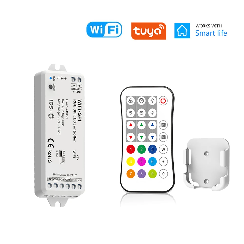 

RGB/RGBW SPI TUYA Wifi лампочка-контроллер 5 В-24 В постоянного тока для WS2811 WS2812 WS2815 UCS1903 Pixel GS8208 RGB Лампочка-полоса