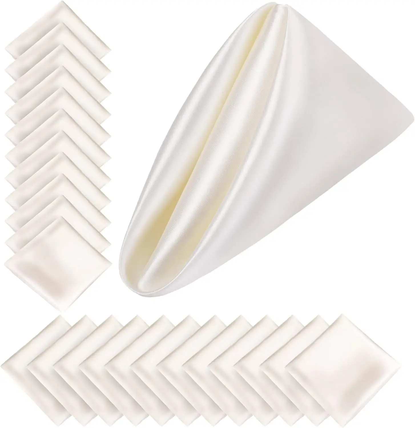 

24-Pack Satin Dinner Napkins 20x20 Inches for Weddings Parties Decor (Ivory)