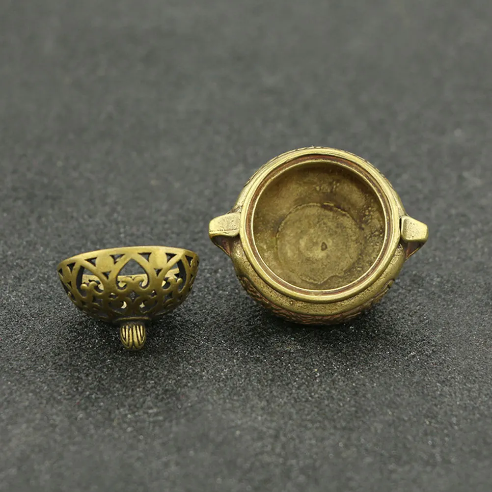 

Mini Round Retro Incense Burner Decorative Censer Creative Coil Brass Vintage nament Home Tea House Aromatherapy