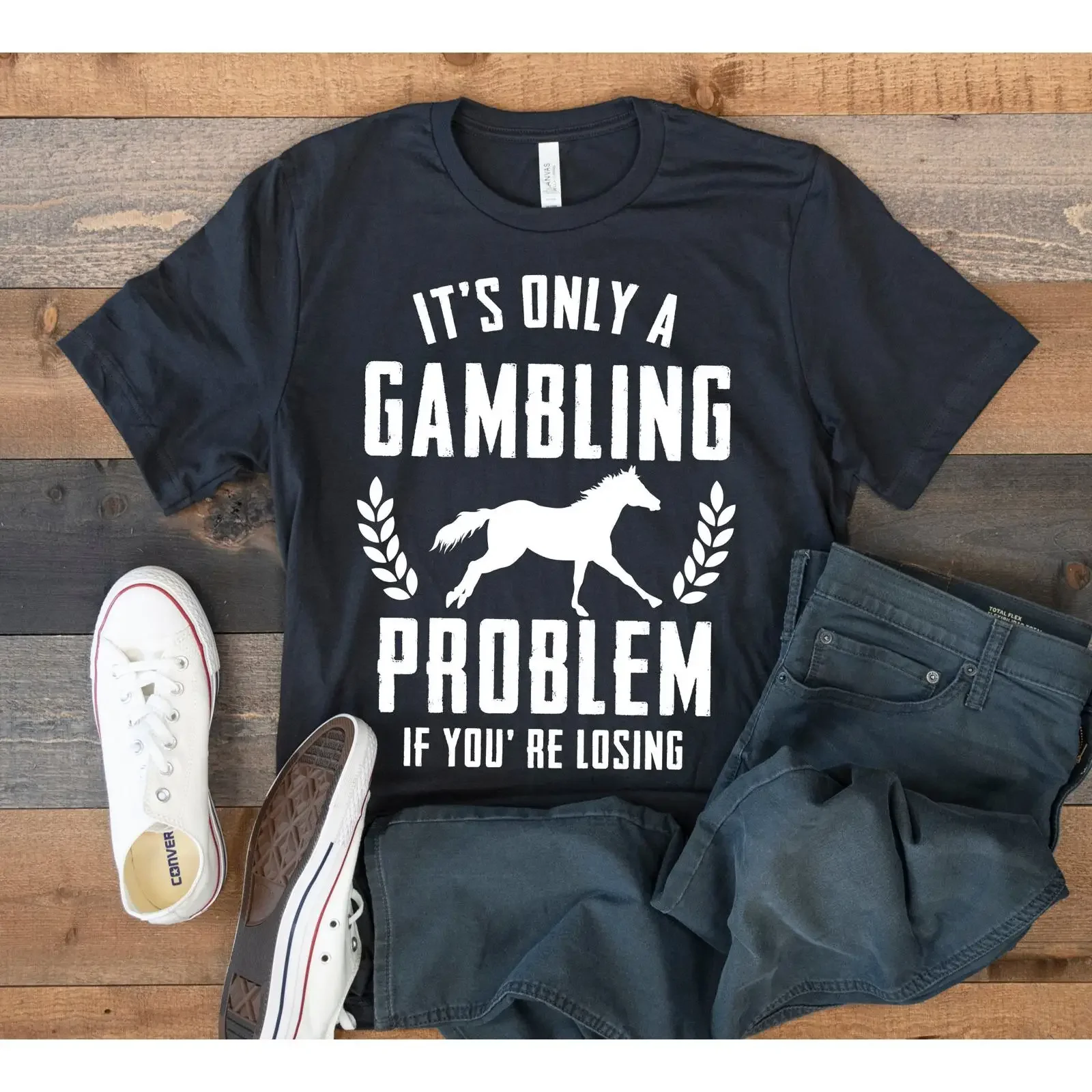 Funny Horse Race Gambling T Shirt Racing Gambler SweaT Long Sleeve vintage Washed Casual Versatile Stylish graphic Stretched