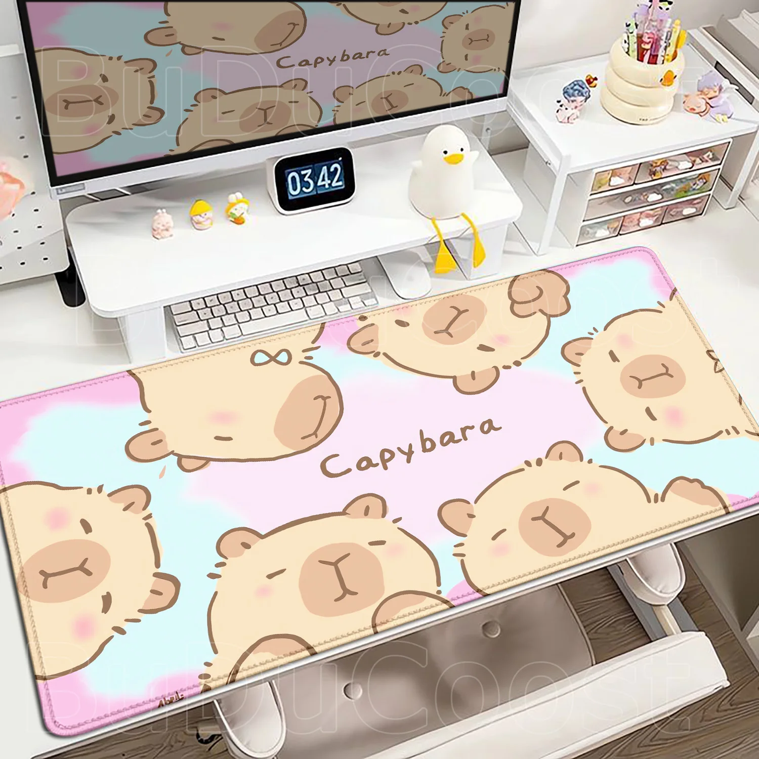 

New Large Cute Capybara Cartoon Mouse Pad Non-Slip Rubber Office Decoration Mousepad Kawaii Anime Desk Mat Room Rug Keyboard Pad