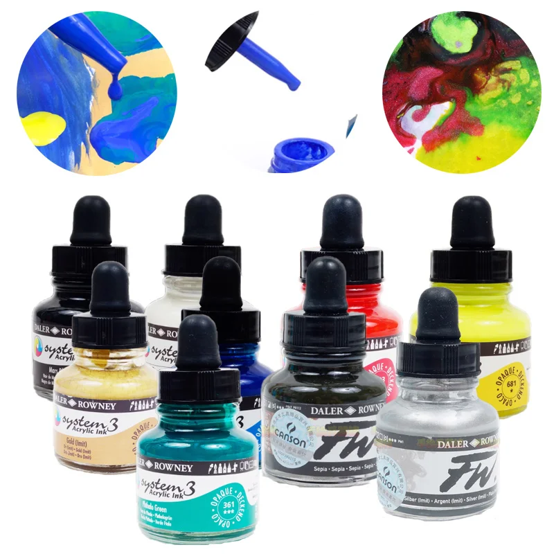 29.5ml Acrylic Ink Strong Blending Power Not Easy To Fade Easily Carry for Stone Glass Metal Painting Graffiti Fluid Painting
