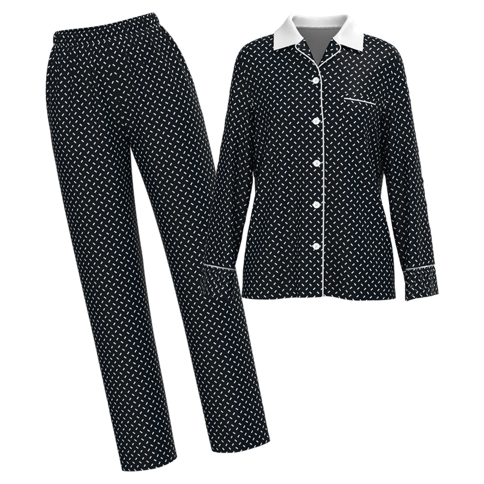 

Black Polka Dot Sleepwear For Girls Comfortable Long Sleeved Sleepwear Pants Set Movie Cosplay Costume Halloween Clothes