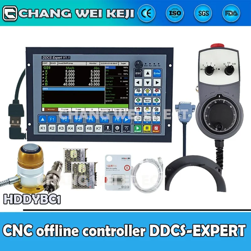 Pengendali Offline DDCS-EXPERT3/4/5 CNC pengeboran dan penggilingan Kode G 5-sumbu berhenti darurat MPG 75W24V-DC PROBE Sensor