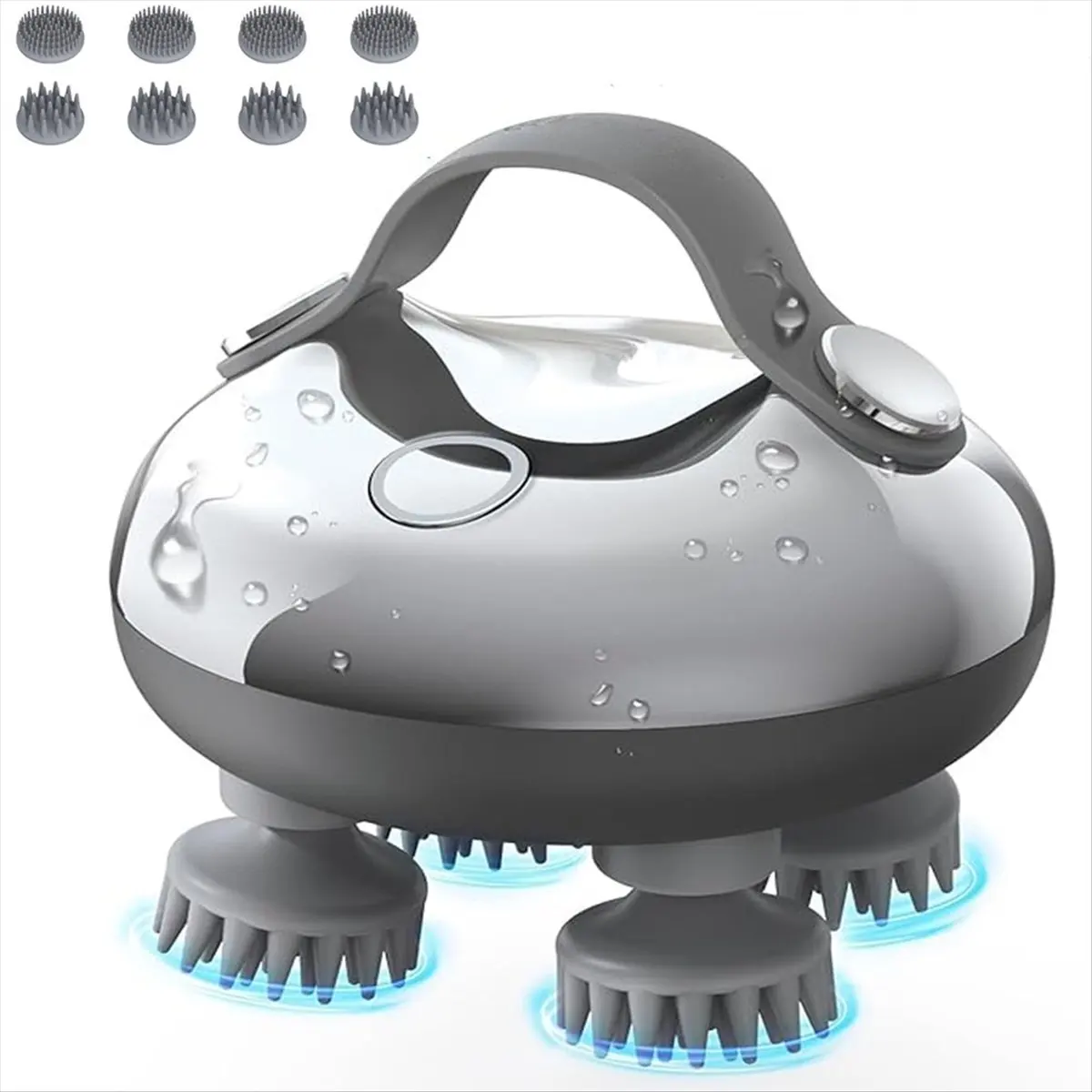 *X07A Portable Electric Scalp Massager-Rechargeable IPX7 Waterproof Heated Scalp Massager with 100 Kneading Nodes for Massage