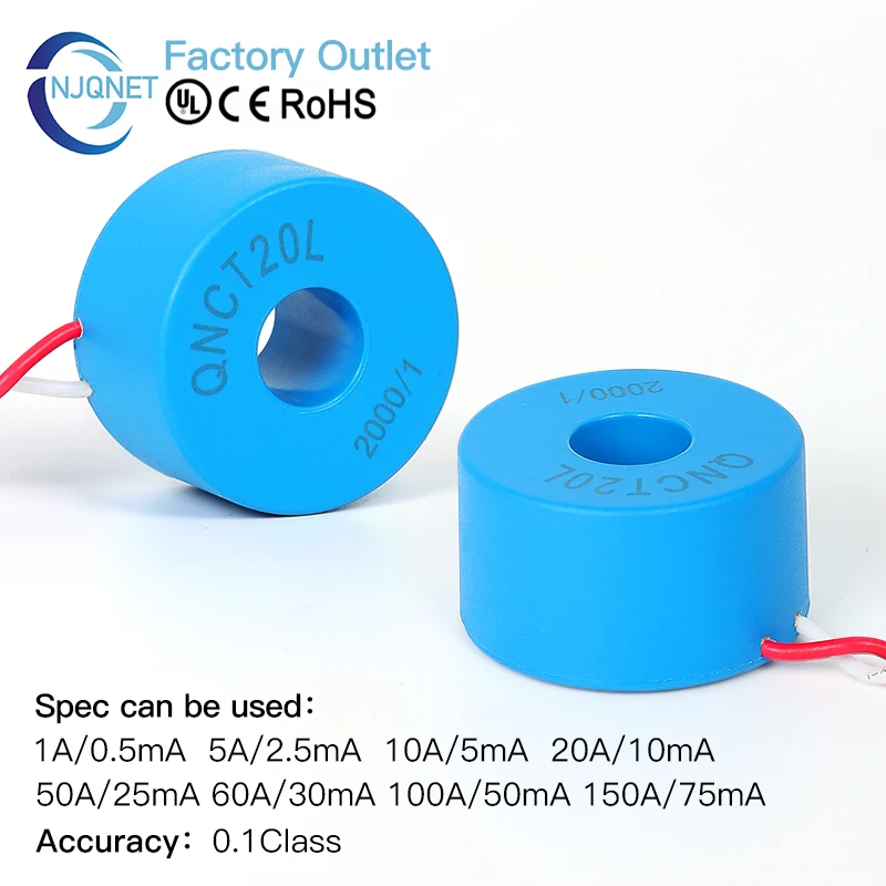 Micro AC Current Transformer CT 20A 10mA 50A 25mA 2000 1 100A 50mA Transducer Ring Type Current Sensor