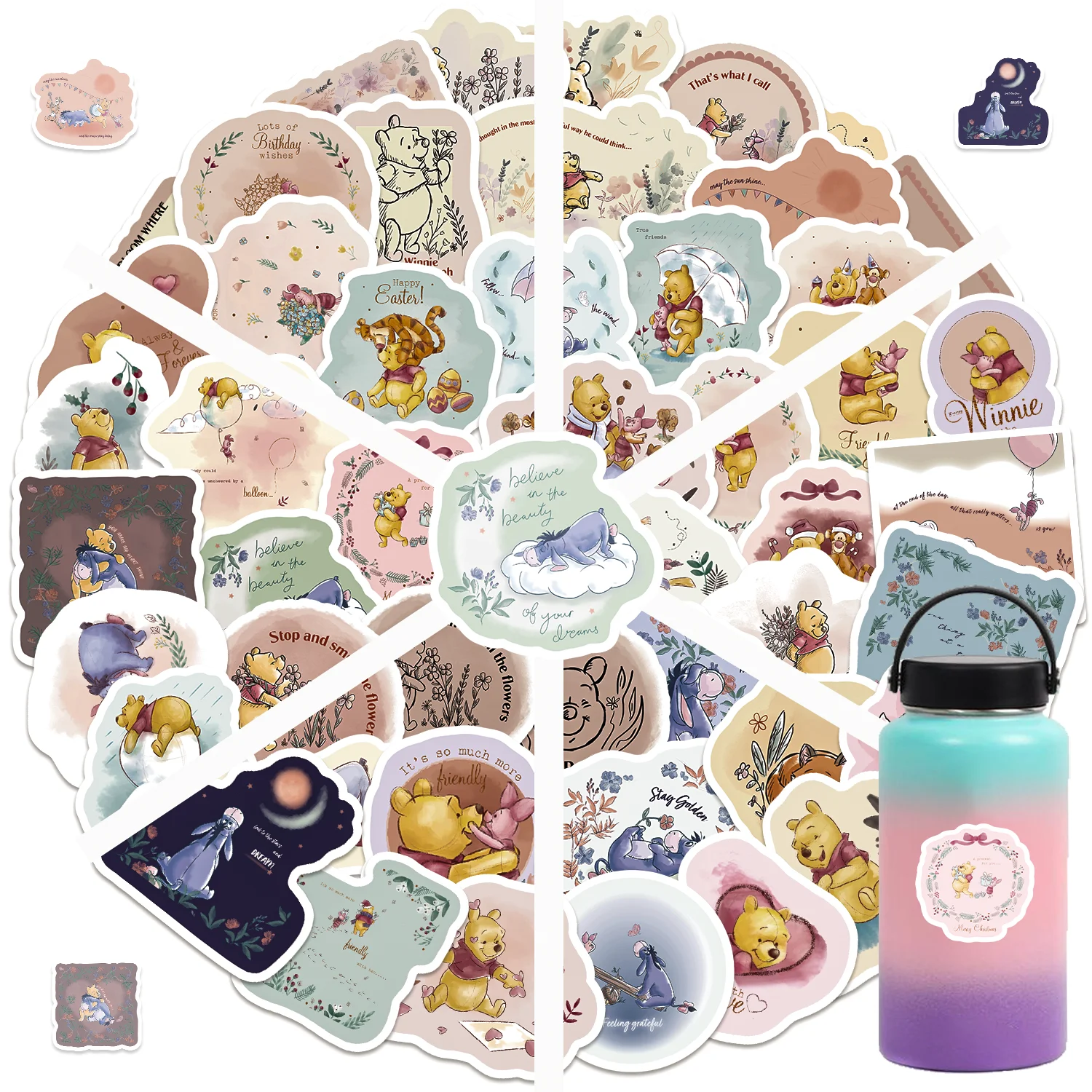 50PCS Disney Winnie the Pooh Vinyl Stickers Waterproof Decals For Water Bottle Laptop Skateboard Scrapbook Luggage Kids Toy