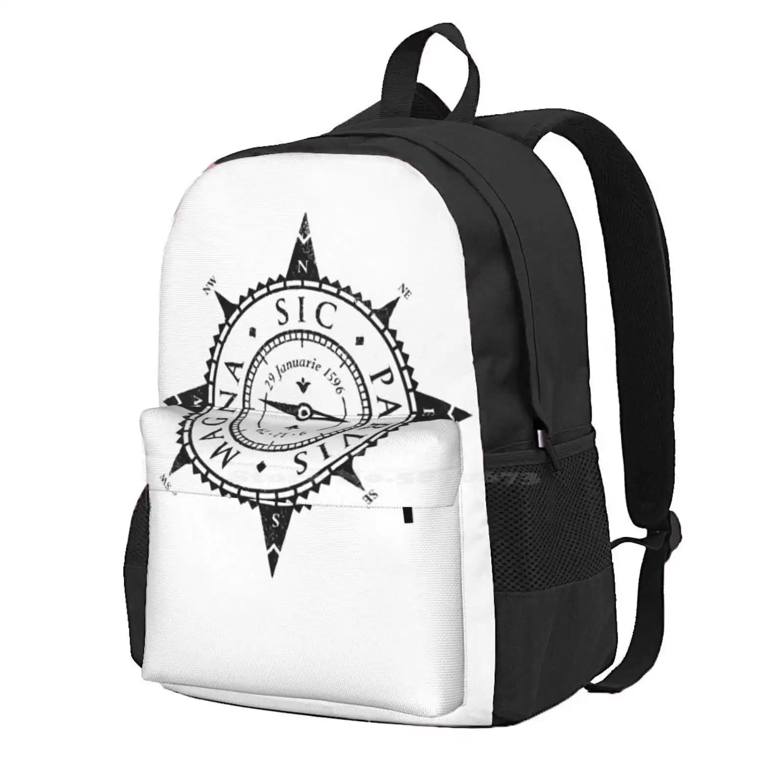 Uncharted Adventure (Black) Hot Sale Schoolbag Backpack Fashion Bags Uncharted Game Compass Sic Parvis Drakes Ring Latin