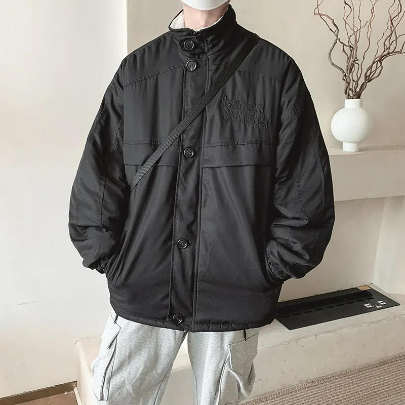 Bla American Sle Thiened معطف شتوي من القطن Jaet للرجال مبطن بفرو الضأن معطف داخلي طويل Sve #5