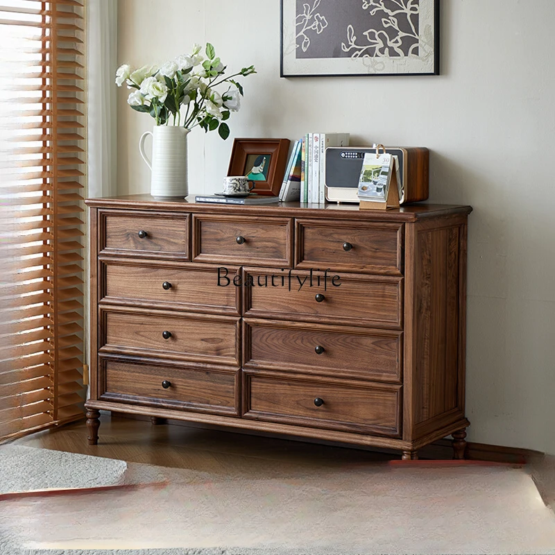 North American black walnut all solid wood locker American retro storage cabinet