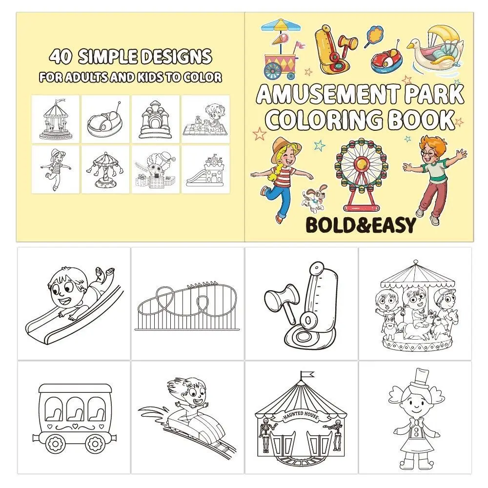 Animal Amusement Park Castle Coloring Book Multiple-Topic Educational Doodles Book Graffiti Painting Book Adults and Teens