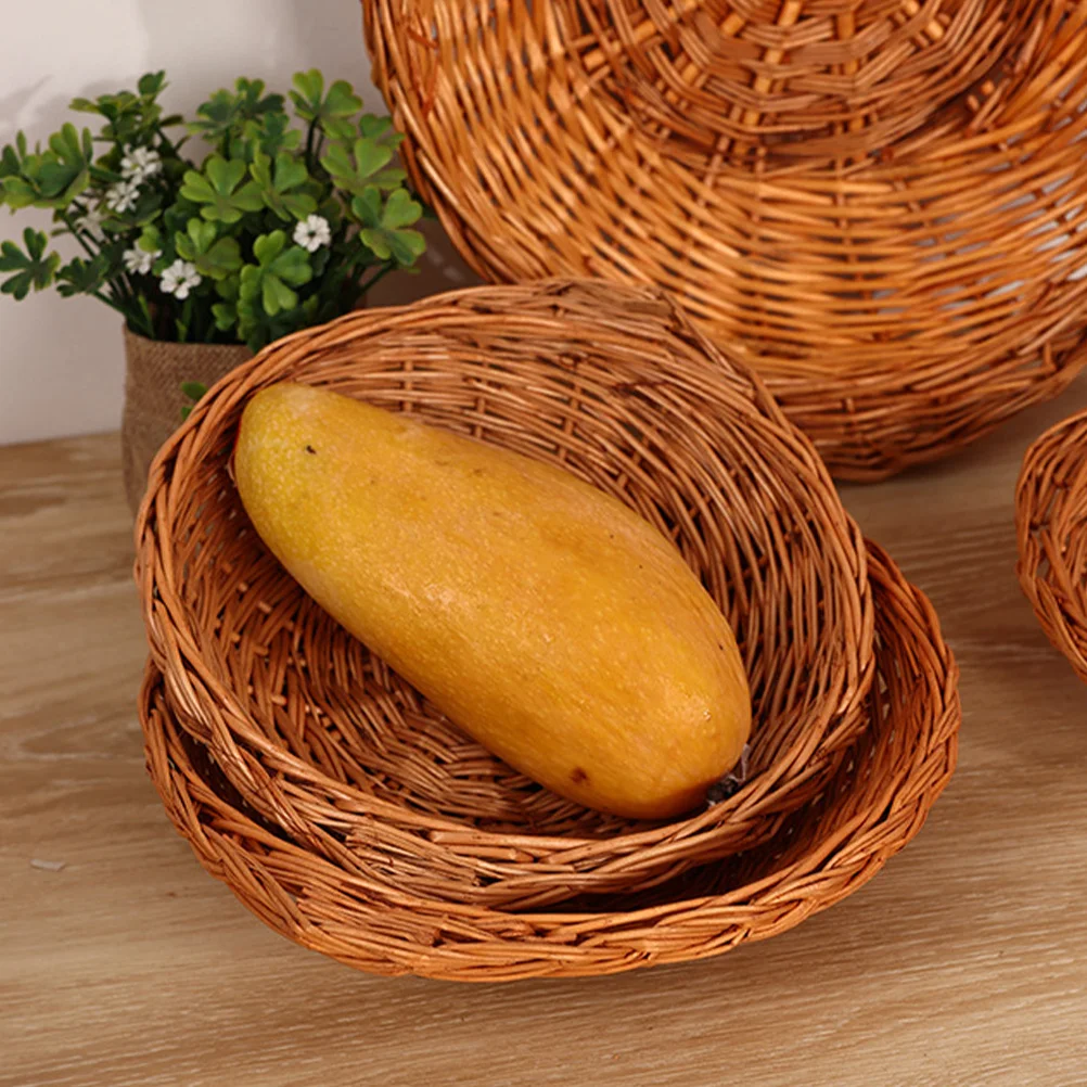 

Rattan Fruit Basket Storage Baskets for Shelves Food Organizing Bins Woven Wicker Shelf Container