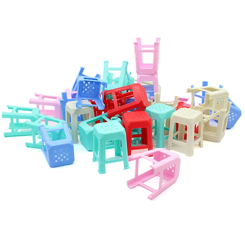 1PC Living Room Toy 1:12 Mini Dollhouse Simulation Plastic Stool Small Chair Model Doll House Furniture Accessories Decoration