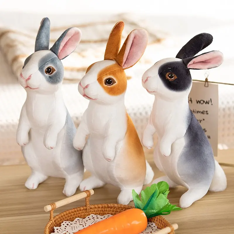 

Simulation Standing Rabbit Plush Fur Realistic Kawaii Animal Easter Bunny Rabbit Toy Model Gift Home Decoration Collection