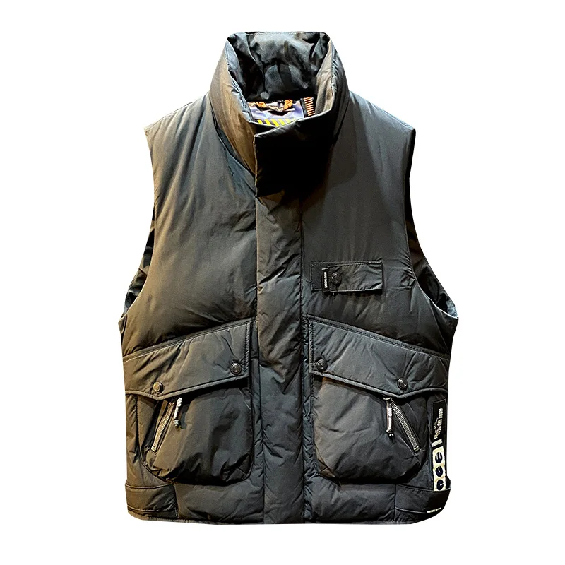 White Duck down Warm down Vest for Men and Women 2024 Winter Waistcoat Outerwear Loose-Fitting Vest Stand Collar Coat Vest