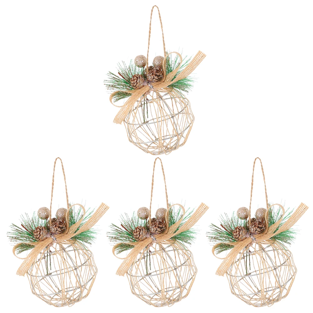 

4Pcs Christmas Tree Ball Ornaments Hollow Out Iron Hanging Lightweight Xmas Ball Pendant Reusable Holiday Tree Decoration