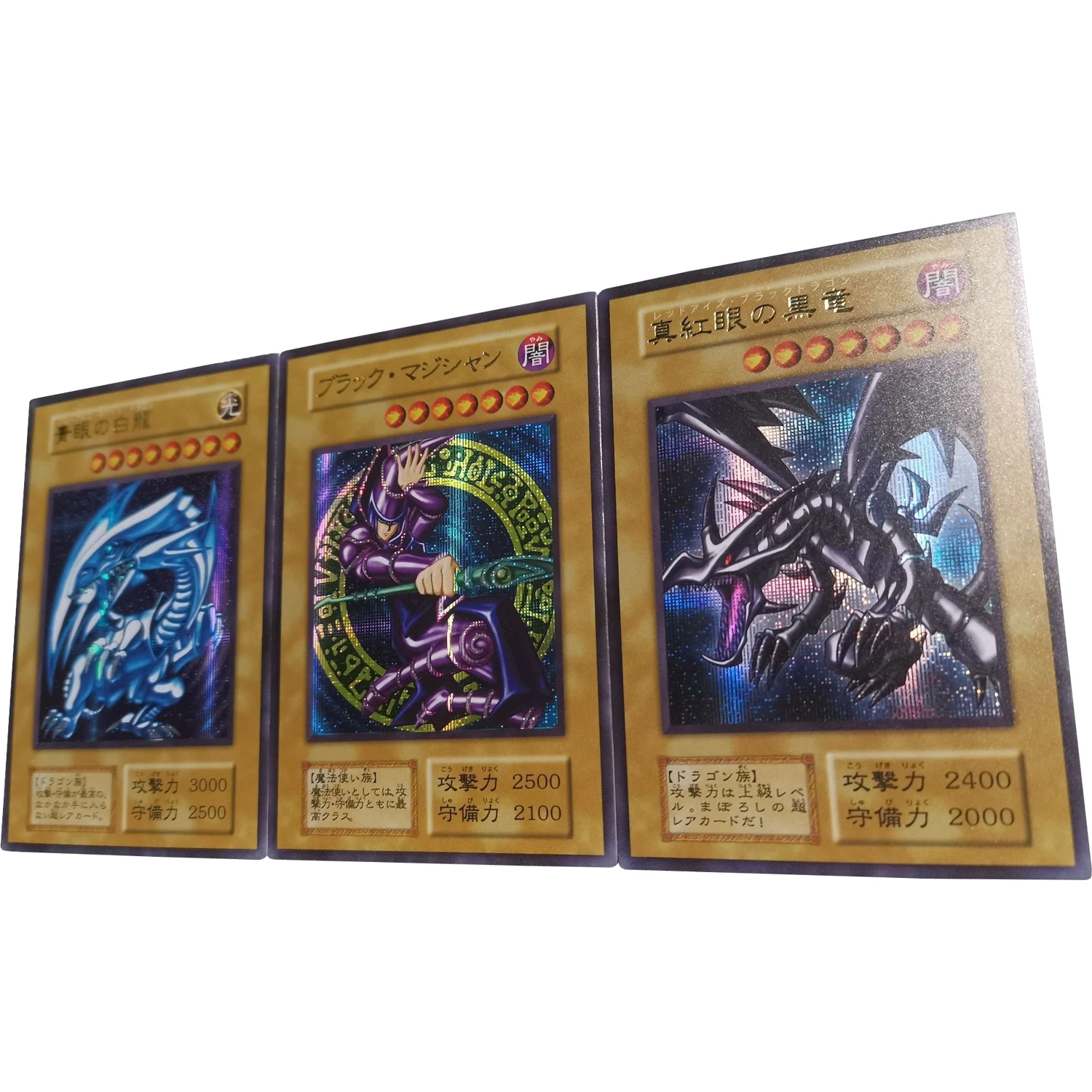 3Pcs/set Yu-Gi-Oh! Blue-Eyes White Dragon Red-Eyes Black Dragon Black Magician Flash Card Game Anime Collection Cards Gift Toys