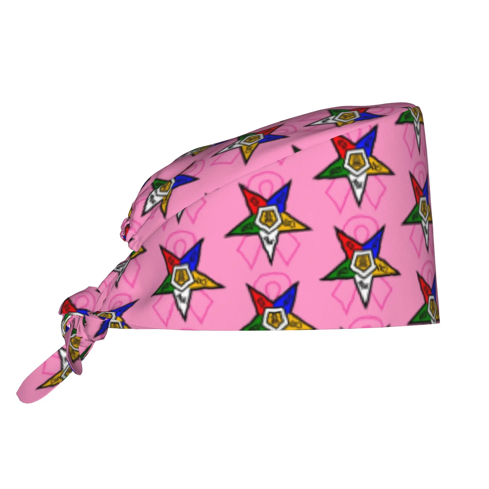 OES cancer ribbon,order of the eastern star Scrubs Cap Surgical Hats Men Women  Operating Room Cap Operator Hats Lab Works Hat