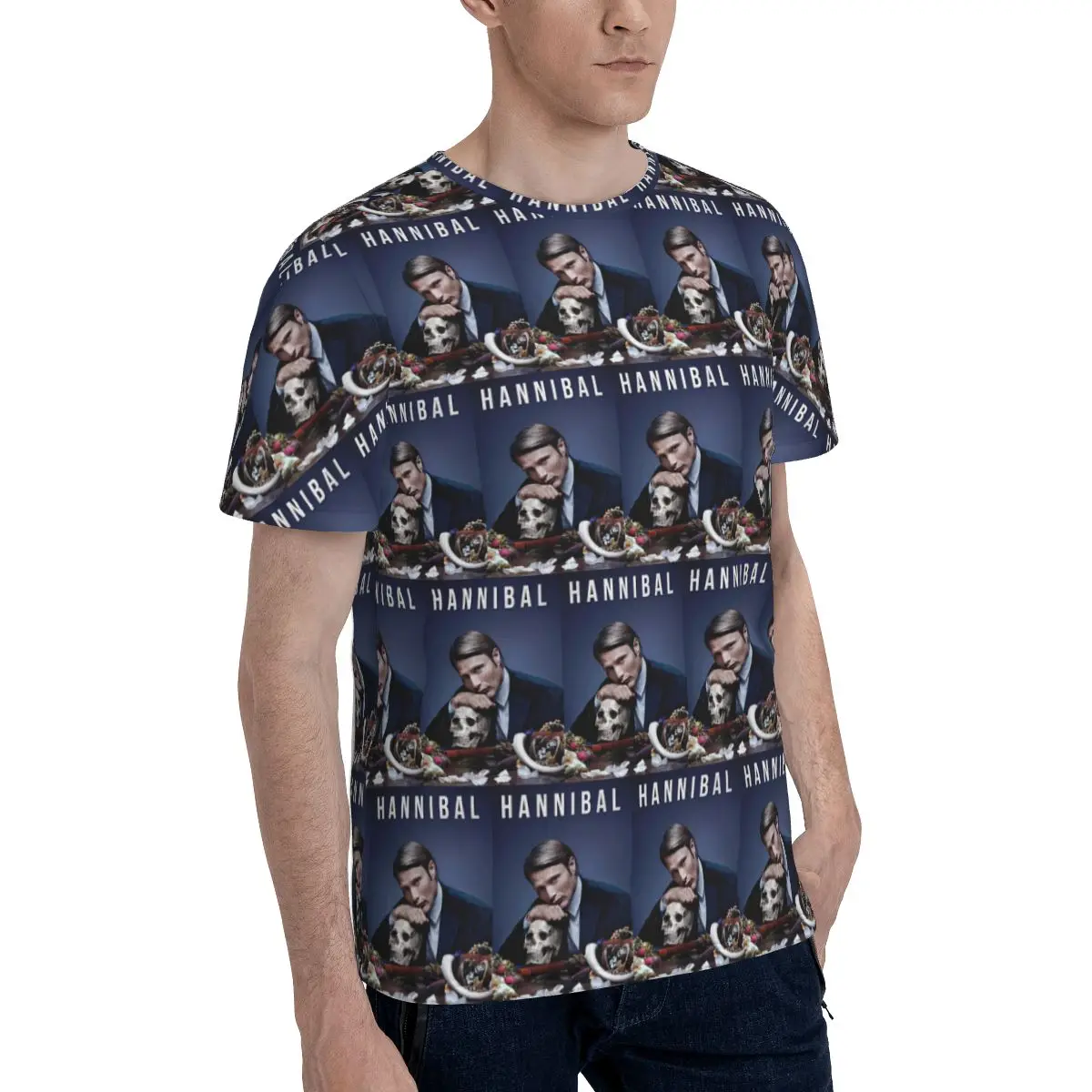 Hannibal Mads Mikkelsen Horror Movie Merch T-Shirt for Men Cotton T Shirts Men's Tees Short Crew Neck Summer Clothes Tops