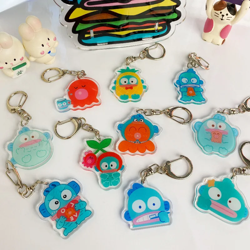 Sanrio Keychain Kawaii Hangyodon Cute Cartoon Anime Students School Bag Handbag Pendants Accessories Toys Girls Gifts