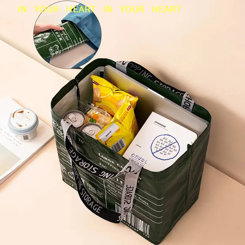 【X】Large-capacity Waterproof Supermarket Shopping Bag Portable PP Woven Shopping Bag For Retail Stores Boutique And Supermarkets