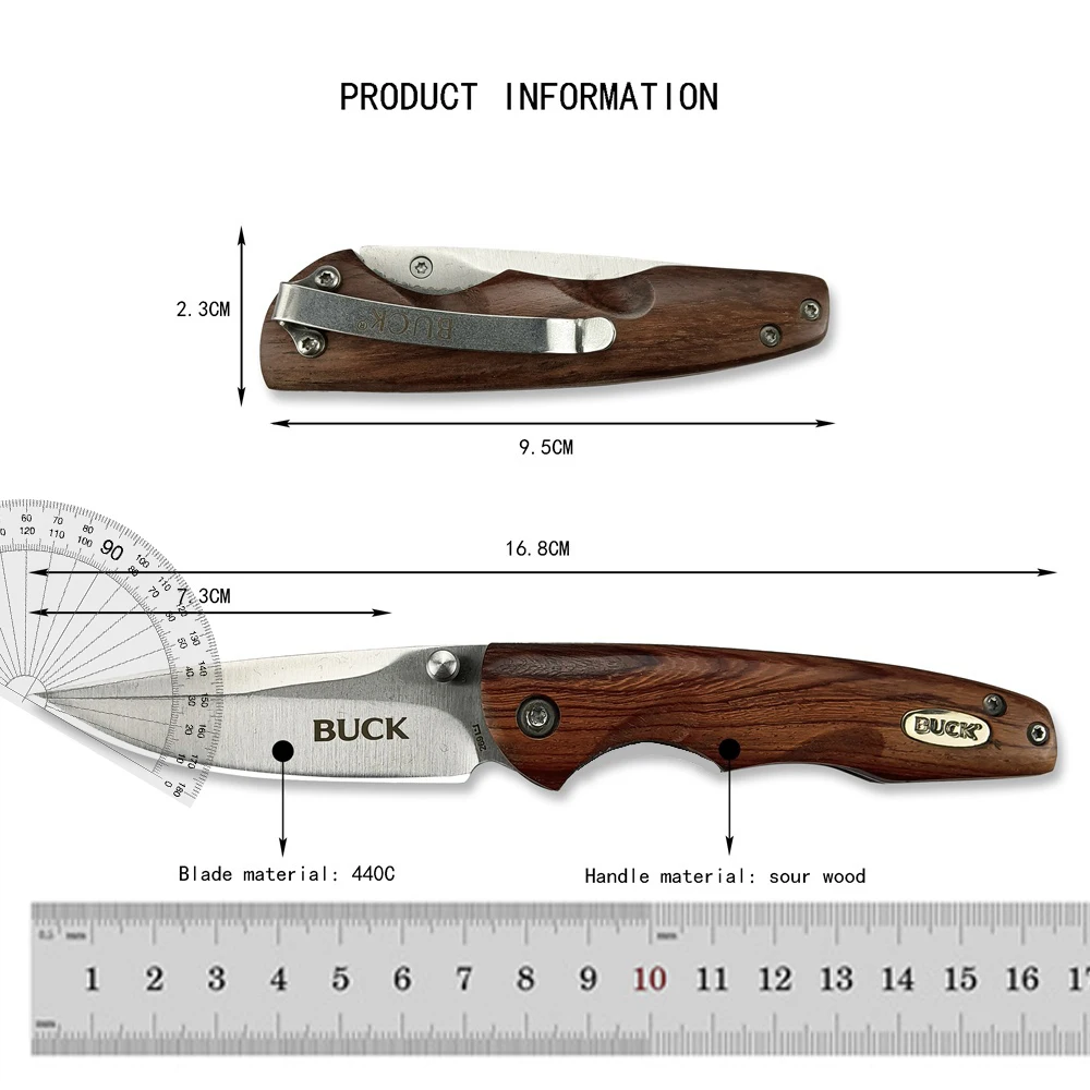 TOP Quality BK 269 Combo Folding Knife Pocket Knife 440C Blade Sour Branch Wood Handles Tactical Knife EDC Multitool