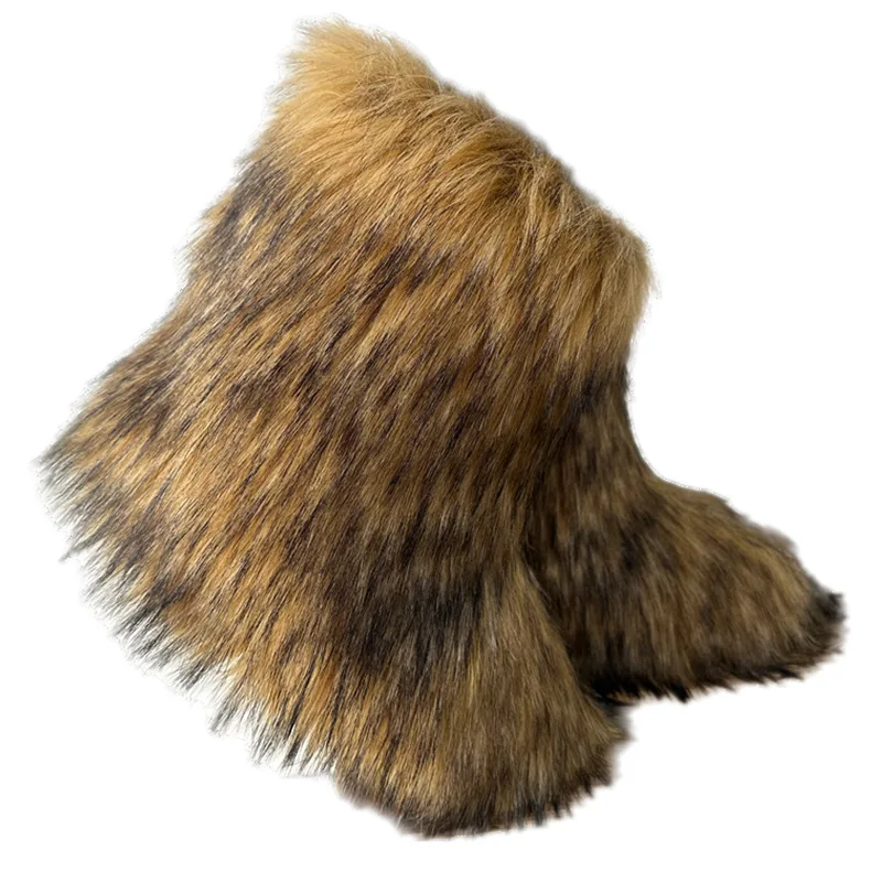 Aliexpress Europe and the United States cute imitation raccoon fox fur Shibuya Spice Girl thick large size fur fur snow boots