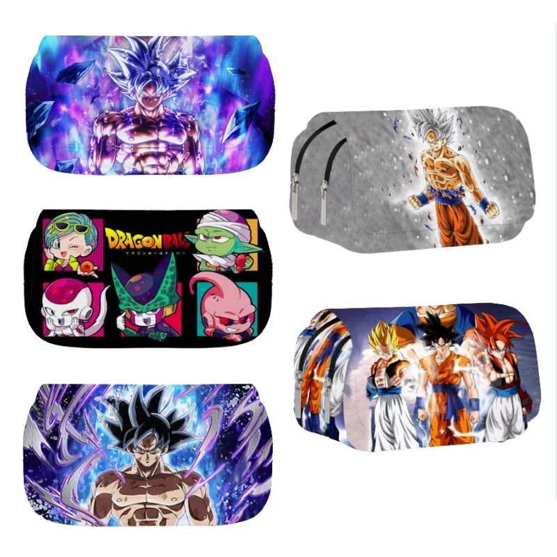 Dragon Ball Pen Bag Goku Cartoon Fully Printed Flap Stationery Box Large Capacity Pencil Case Cute Anime Bags Students Gift