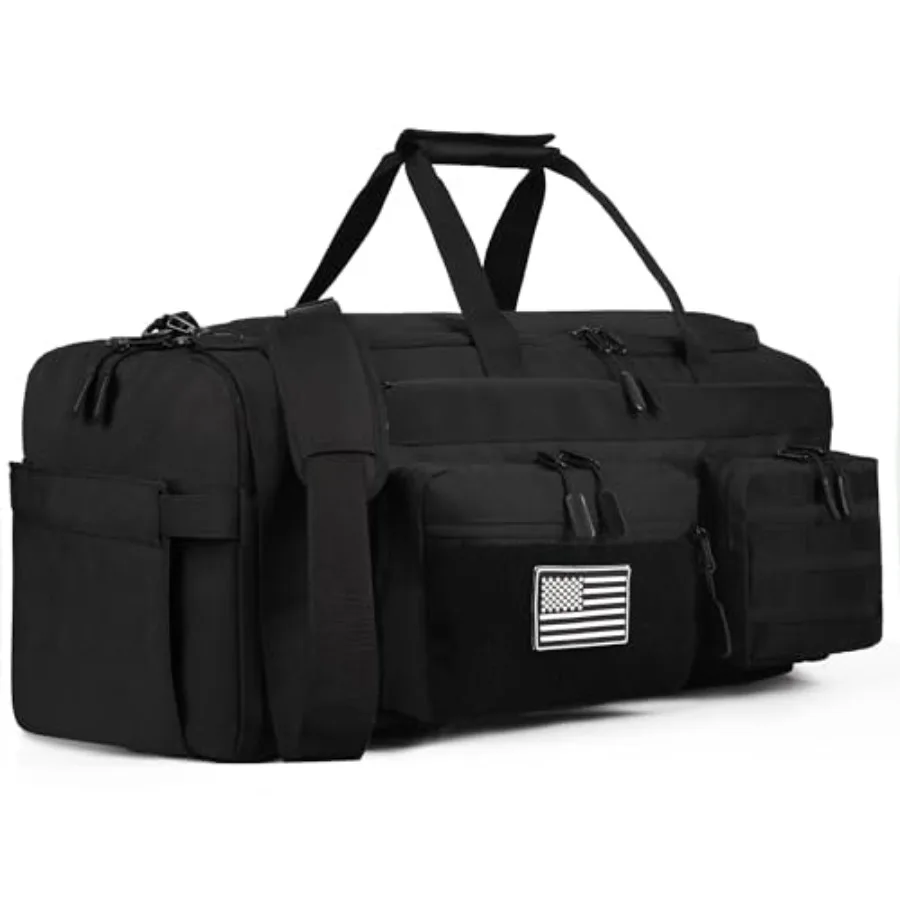 50L Tactical Duffle Bag for Men, 3-in-1 Gym Duffle and Backpack, Shoe Compartment, Laptop Sleeve and MOLLE, Carry-On Travel Wee