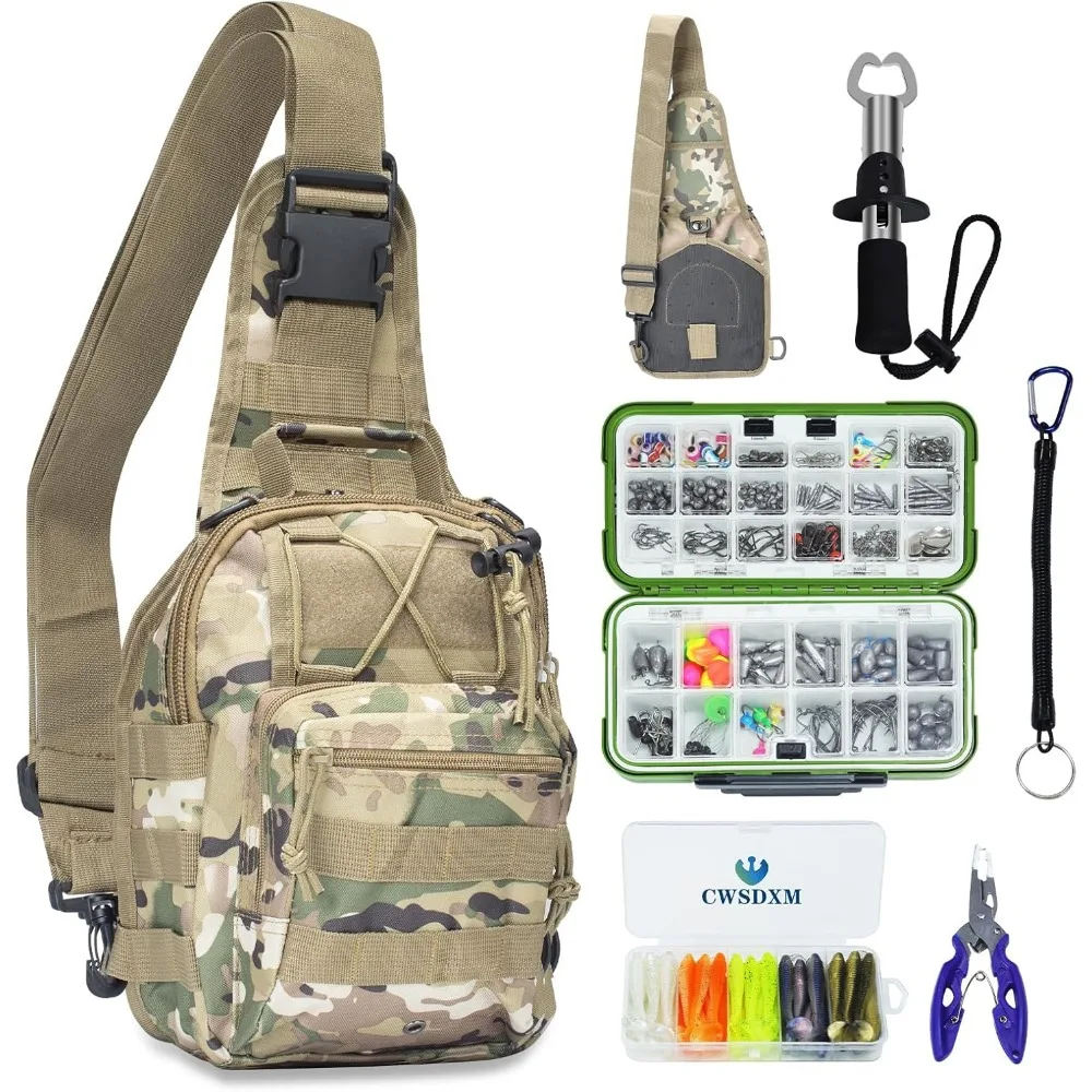 

Complete 358 Piece Fishing Tool Kit with Backpack Tackle Box for Anglers Including Bait Hooks Sinkers Pliers