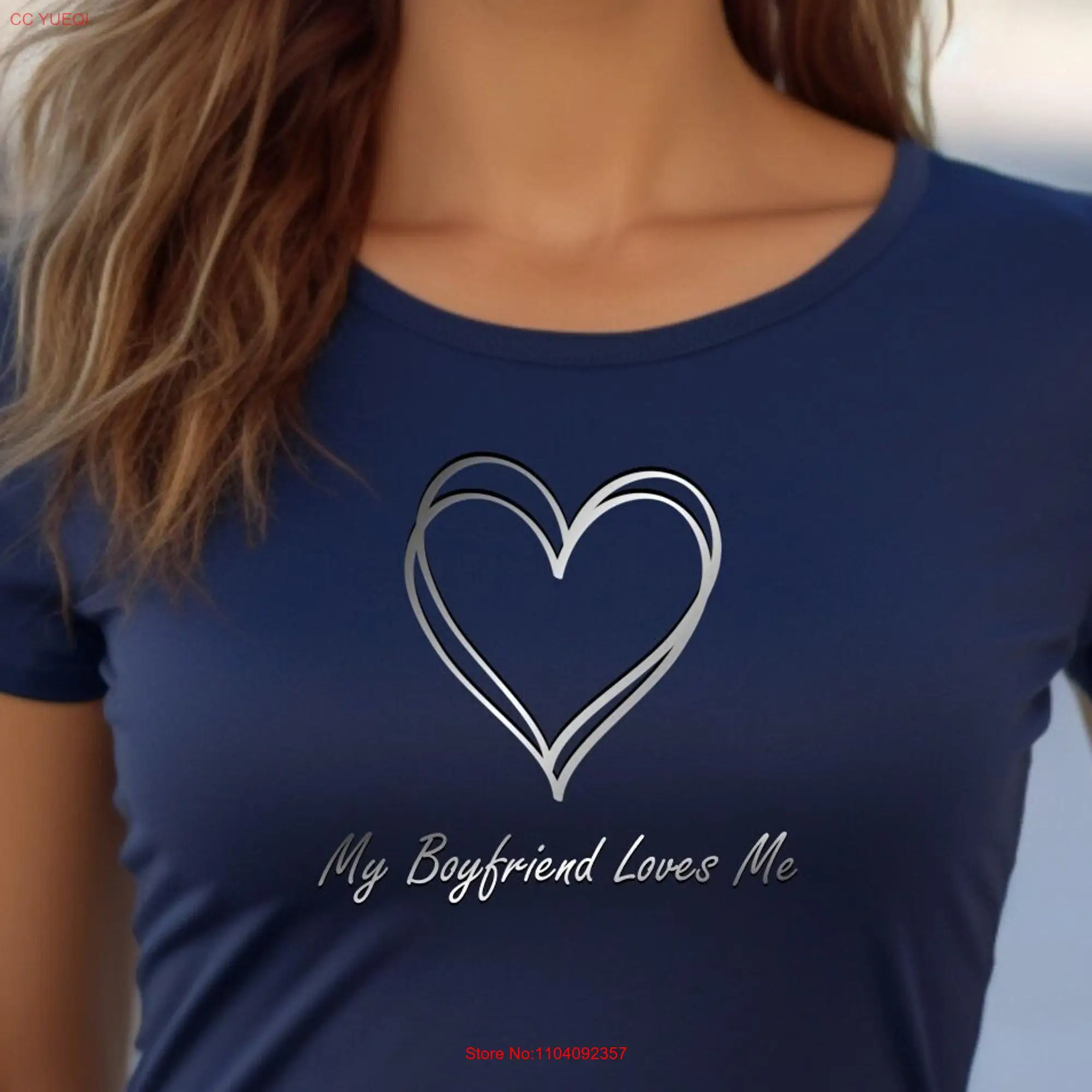 My boyfriend loves me shirt i hearT T u double 3d gf entwined hearts girlfriends gift long or short sleeves