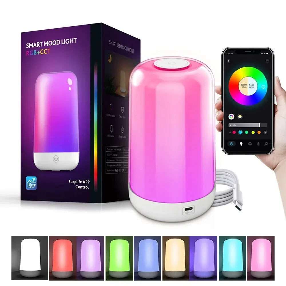 Smart Bluetooth Dimming and Color 3600mA Battery Charging Touch Music Atmosphere Bedside Mother and Baby Night Light Table Lamp