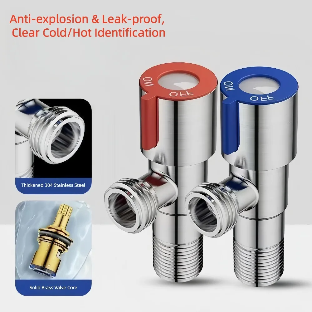 304 Stainless Steel Angle Valve, Kitchen Faucet, Washbasin Angle Valve, Toilet, Inlet Angle Valve Universal Model G1/2