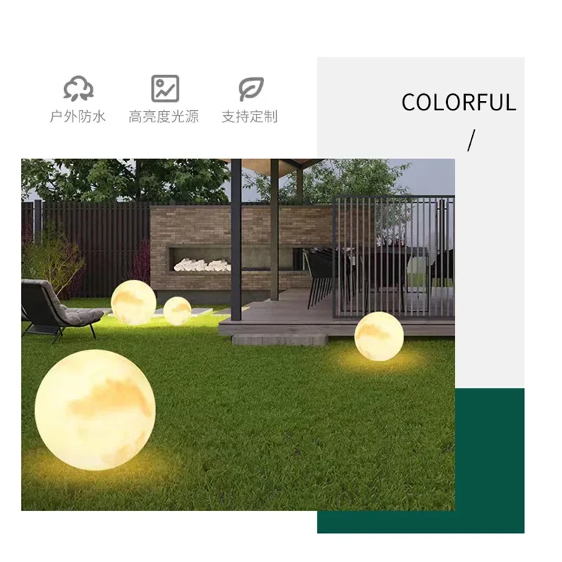 Imagem -04 - Outdoor Impermeável Lunar Floor Lamp Bola Gramado Atmosfera Lâmpada Planet Ground Inserção Decorativa Paisagem Pátio Lâmpada