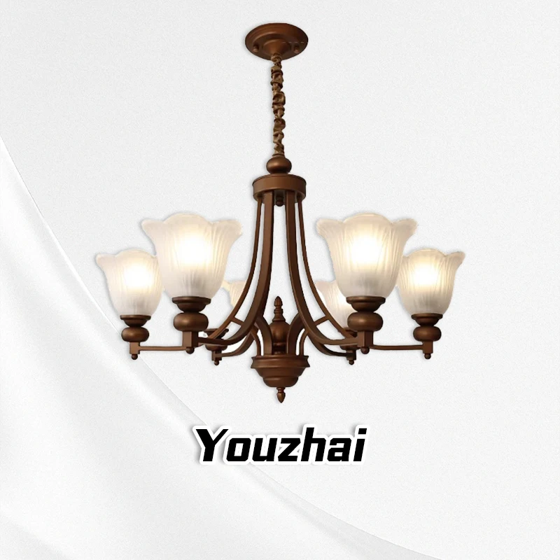 

Rural pendant light, simple and atmospheric living room, cozy bedroom, dining room, household room, wrought iron glass