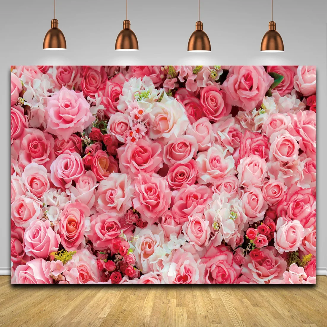 Pink Rose Flower Wall Photography Backdrop Bridal Shower Ceremony Baby Birthday Party Background Wedding Decor for Photo Studio