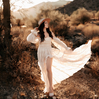 Umstands kleider für Baby partys Plissee Chiffon Spitze lang ärmel ige zweiteilige Kleid Fotoshooting Fotografie Kleid für Frauen