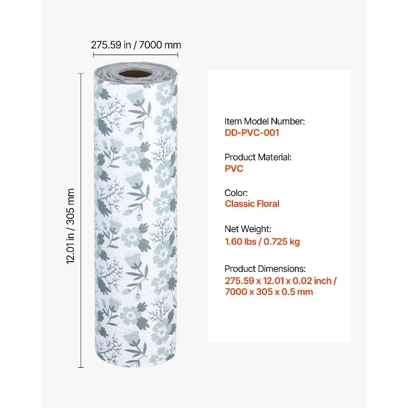 Gaveta floral clássica e forro de prateleira para armário de cozinha não adesivo 23 pés