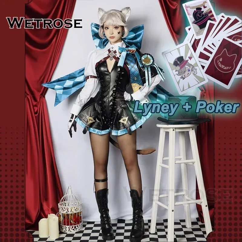 【Wetrose】In Stock Lynette Cosplay Costume Poker Card France Style Fontaine Genshin Impact Halloween Cat Girl Full Set Wig